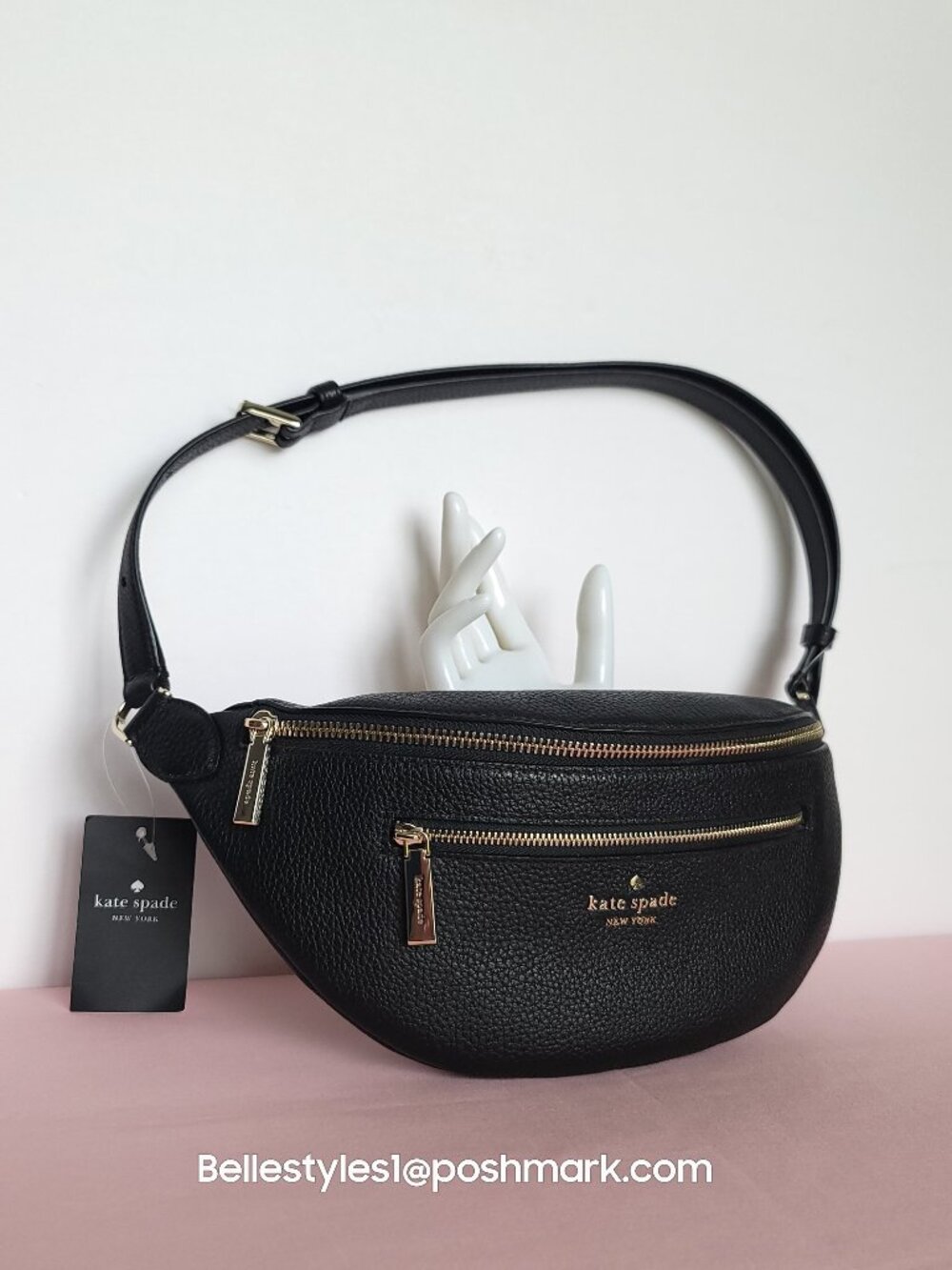 KATE SPADE Leila BELT Bag in Pebbled Leather – Black color⭐ - Picture 3 of 15